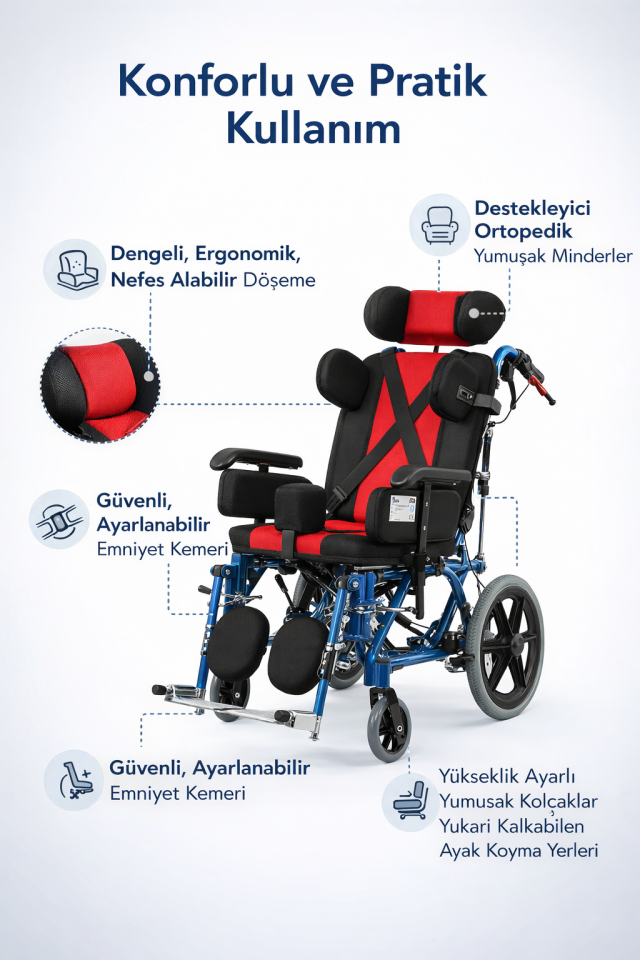Golfi G458C Cerebral Palsy Pediatrik (Çocuk) Tekerlekli Sandalye