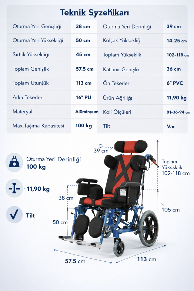 Golfi G458C Cerebral Palsy Pediatrik (Çocuk) Tekerlekli Sandalye