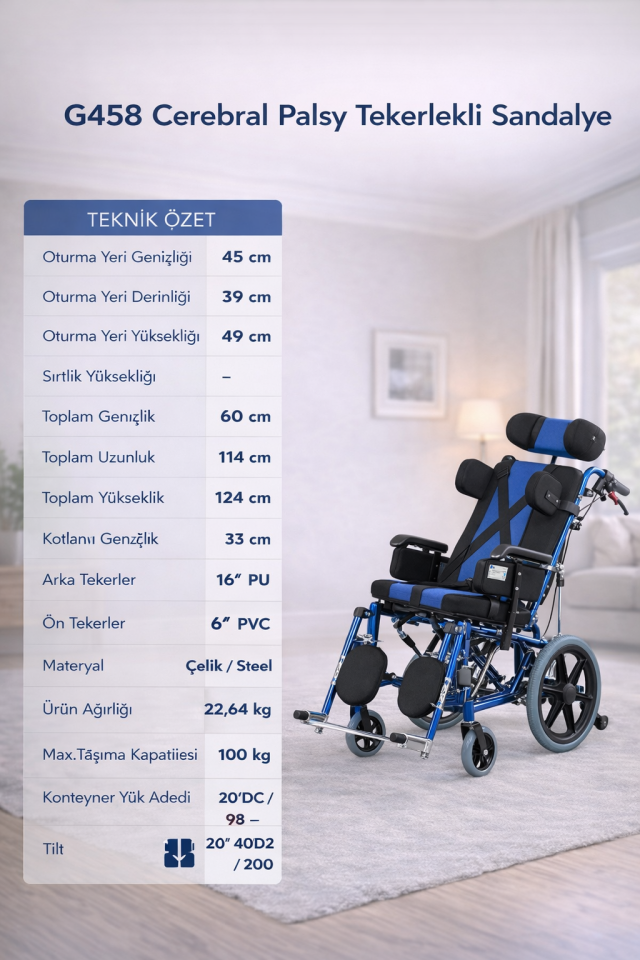 Golfi G458 Cerebral Palsy Tekerlekli Sandalye