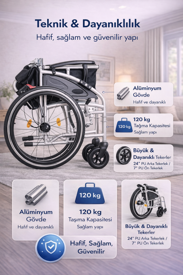 Golfi G636 Hafif Manuel Tekerlekli Sandalye