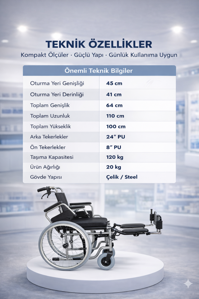 Golfi G133 Standart Manuel Tekerlekli Sandalye