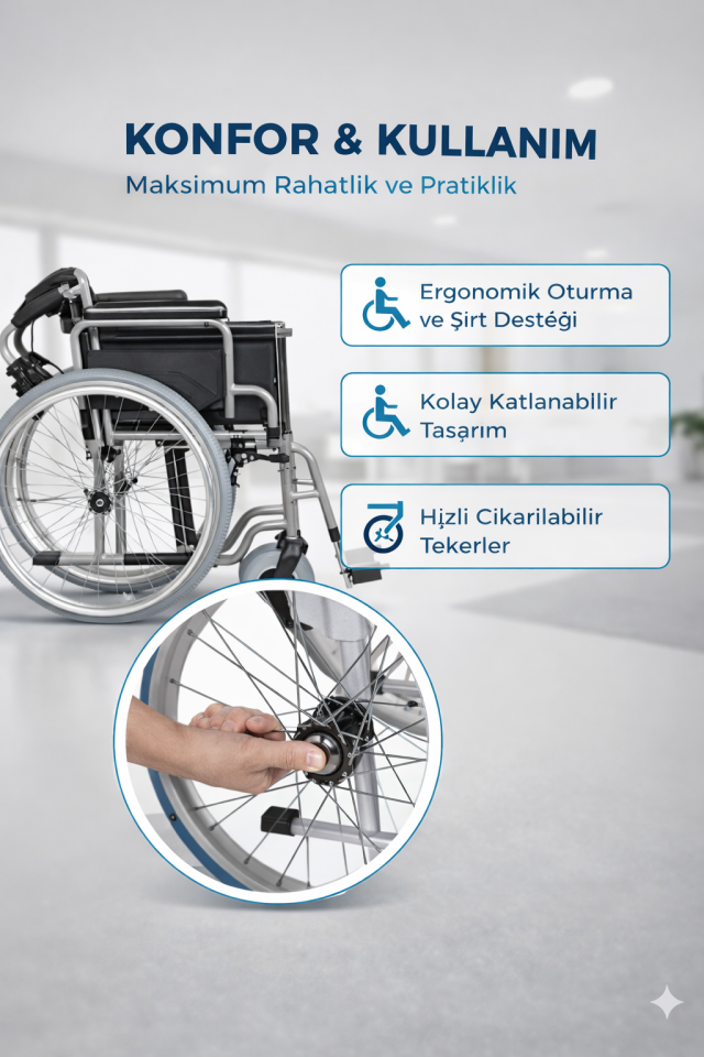 Golfi G133 Standart Manuel Tekerlekli Sandalye