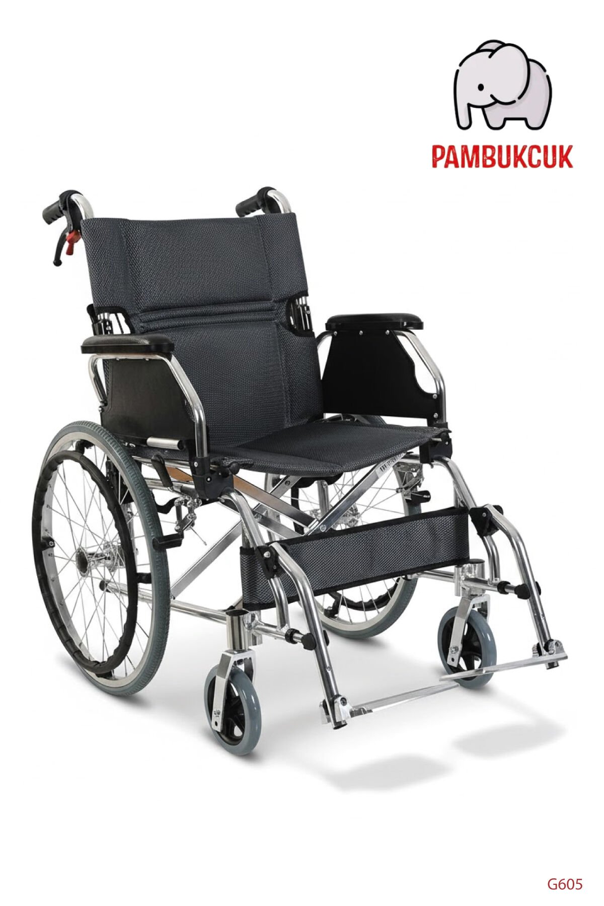 Golfi  G605 Frenli Alüminyum Refakatçi  Frenli Transfer Sandalyesi Sandalyesi