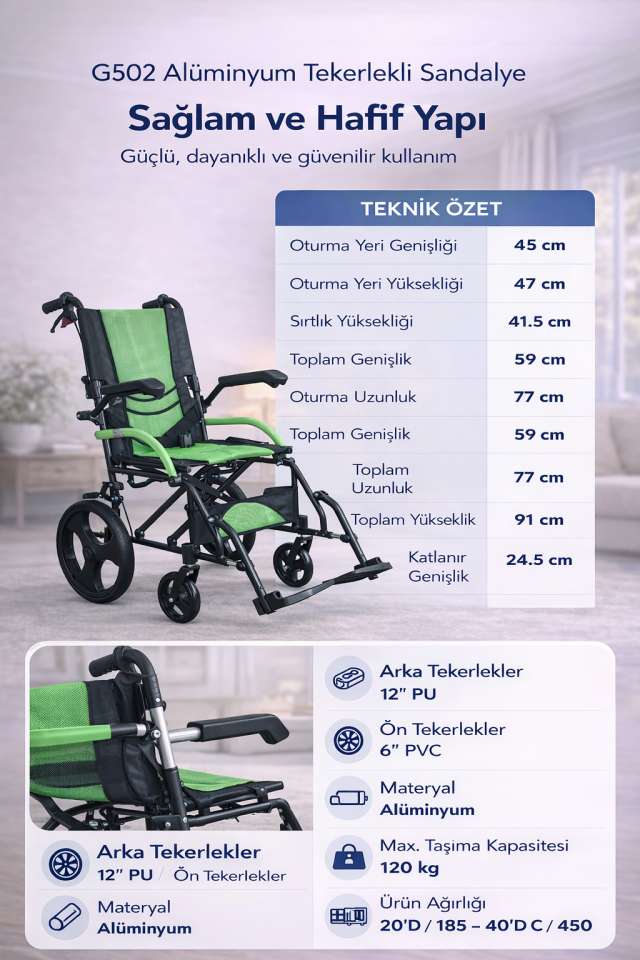 Golfi G502 Alüminyum Transfer Sandalyesi