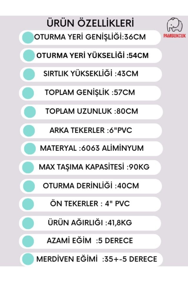 S150 Merdiven Çıkma Sandalyesi (Turkuaz)