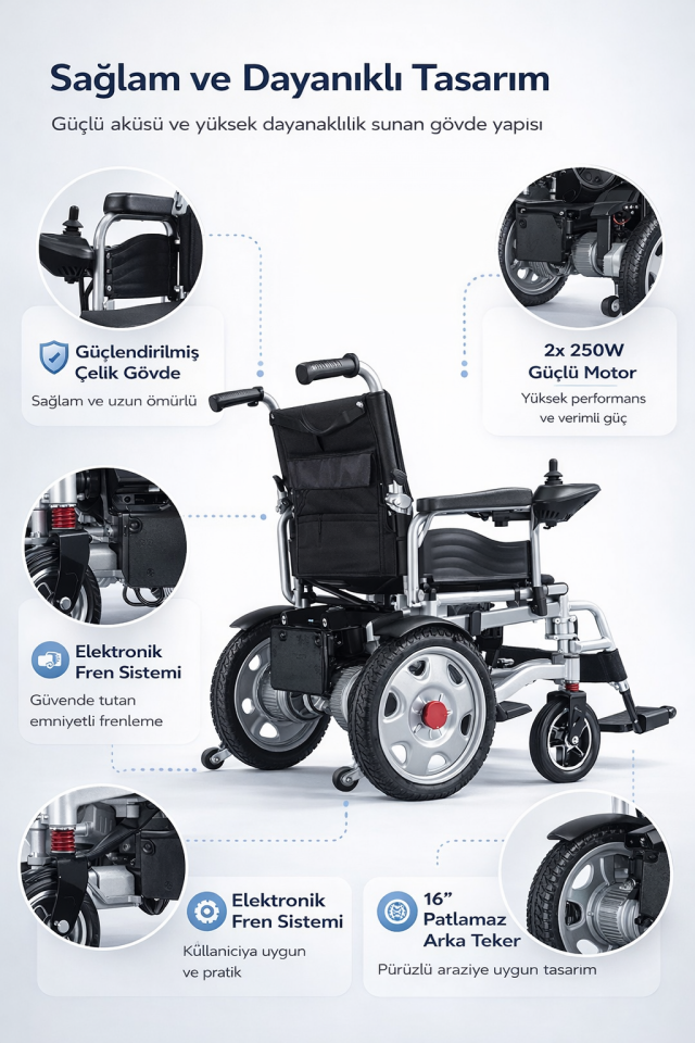 Jetty JT-098 Katlanır Akülü Tekerlekli Sandalye