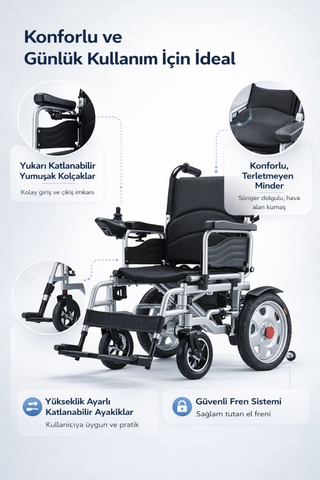 Jetty JT-098 Katlanır Akülü Tekerlekli Sandalye