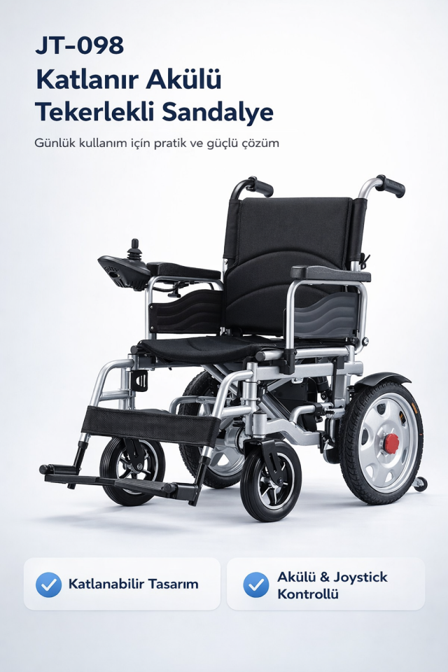Jetty JT-098 Katlanır Akülü Tekerlekli Sandalye