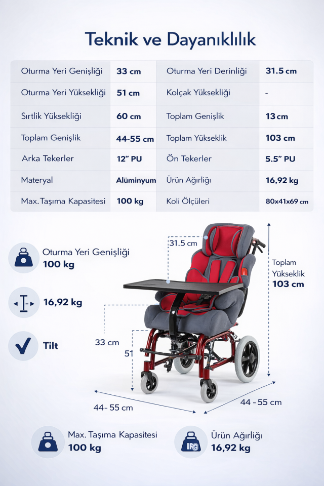 Golfi G468 Pediatrik (Çocuk) Cerebral Palsy Tekerlekli Sandalye