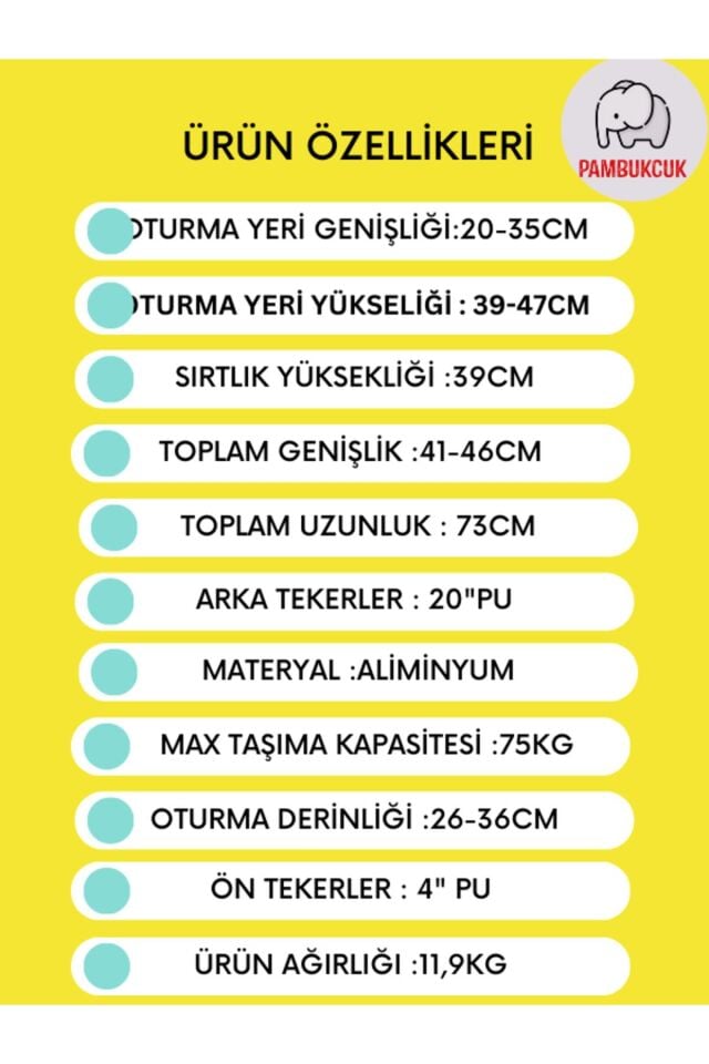 Golfi G333 Pediatrik (Çocuk) Alüminyum Multi-Fonksiyonel Tekerlekli Sandalye