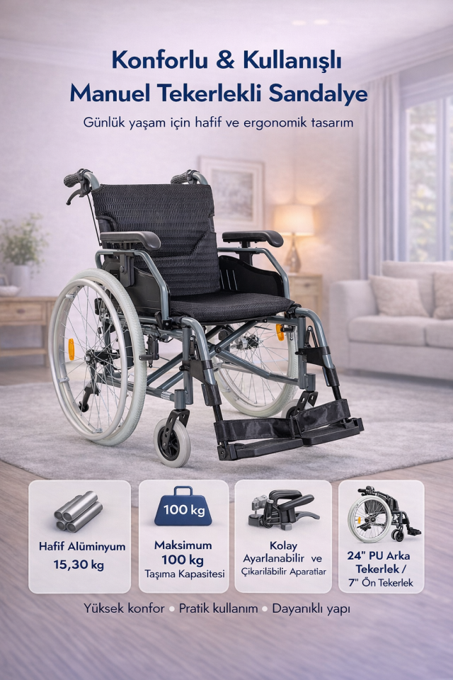 Golfi G637 Alüminyum Fonksiyonel Tekerlekli Sandalye