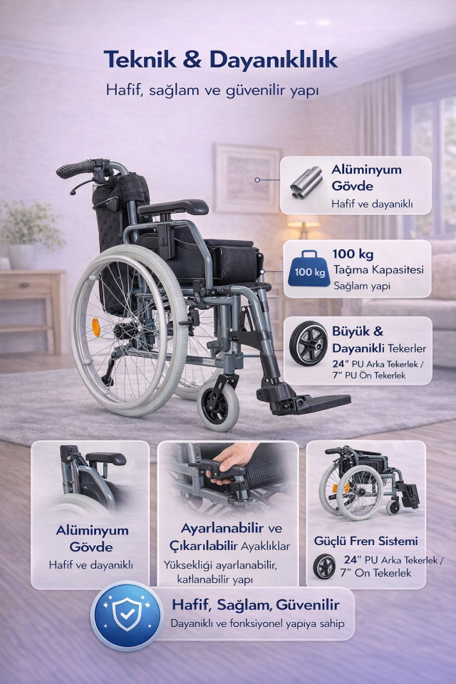 Golfi G637 Alüminyum Fonksiyonel Tekerlekli Sandalye