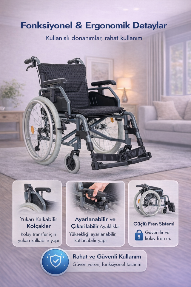 Golfi G637 Alüminyum Fonksiyonel Tekerlekli Sandalye