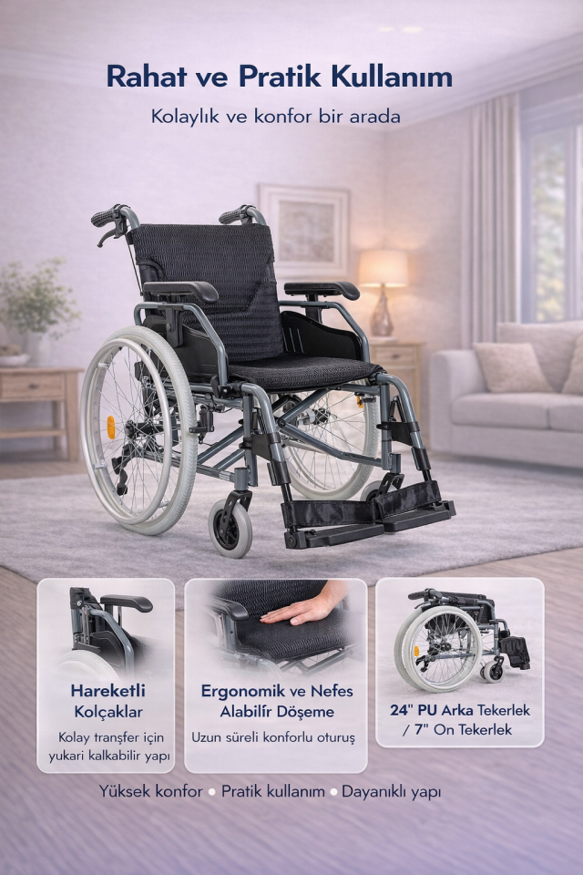 Golfi G637 Alüminyum Fonksiyonel Tekerlekli Sandalye