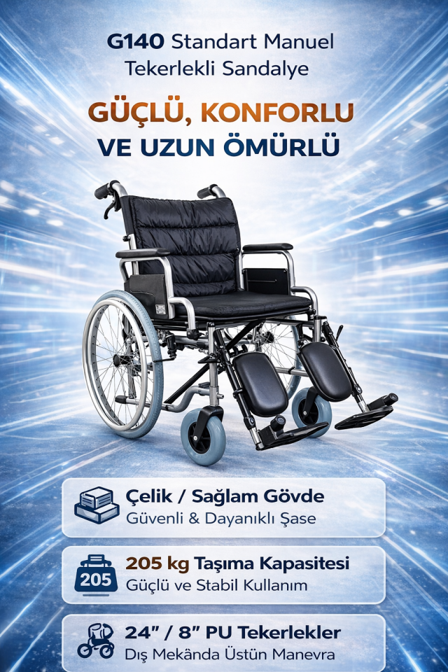 Golfi G140 Standart Manuel Bariatrik Tekerlekli Sandalye