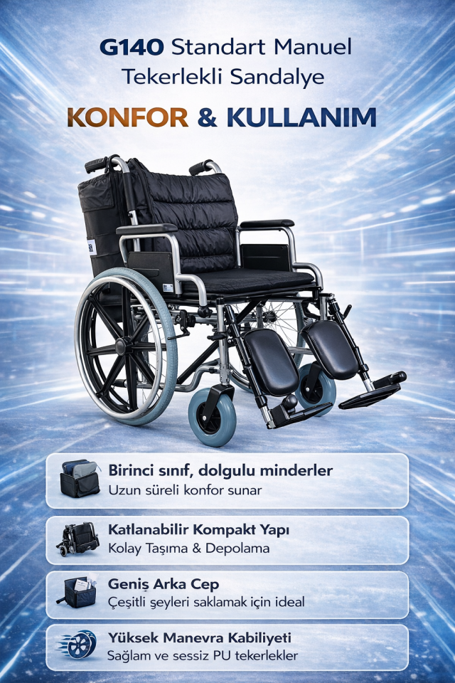 Golfi G140 Standart Manuel Bariatrik Tekerlekli Sandalye