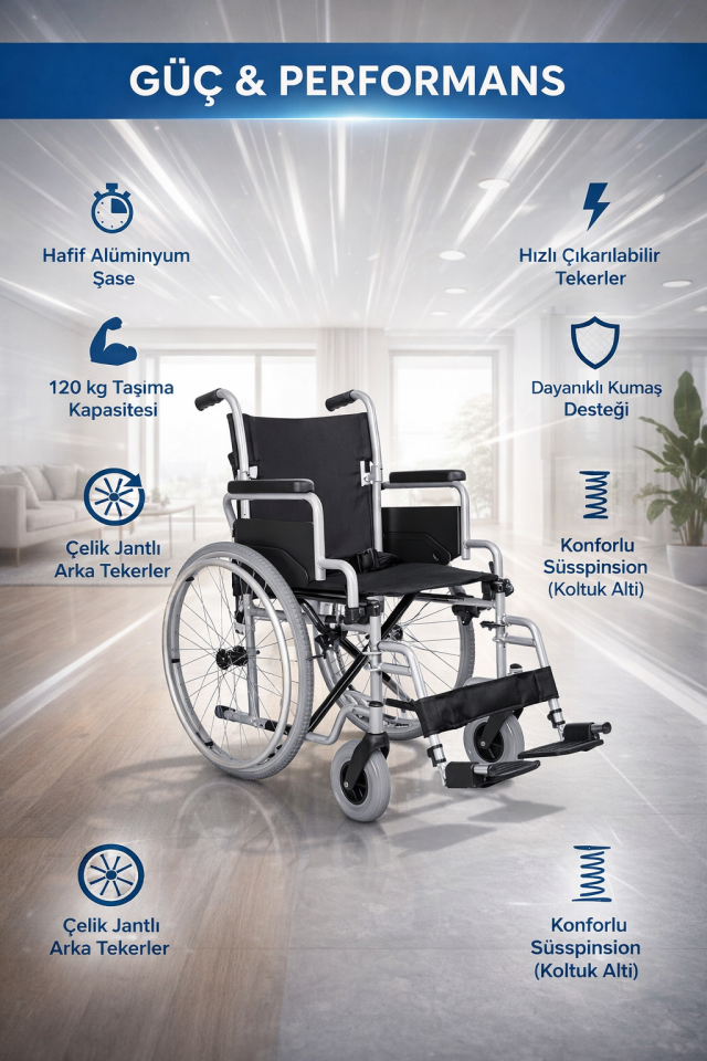 Golfi G130 Standart Manuel Tekerlekli Sandalye