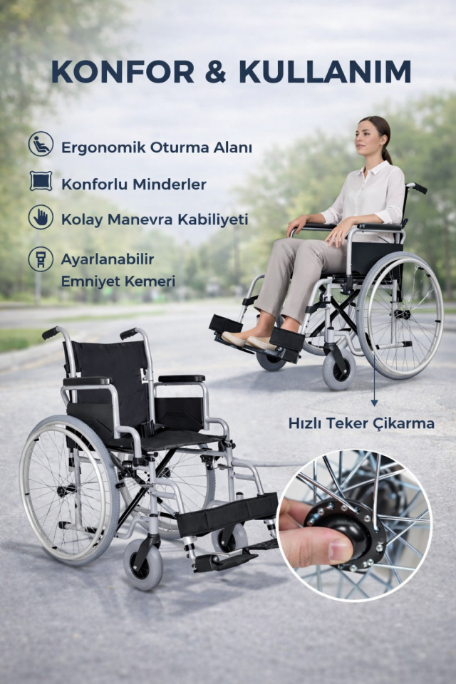 Golfi G130 Standart Manuel Tekerlekli Sandalye