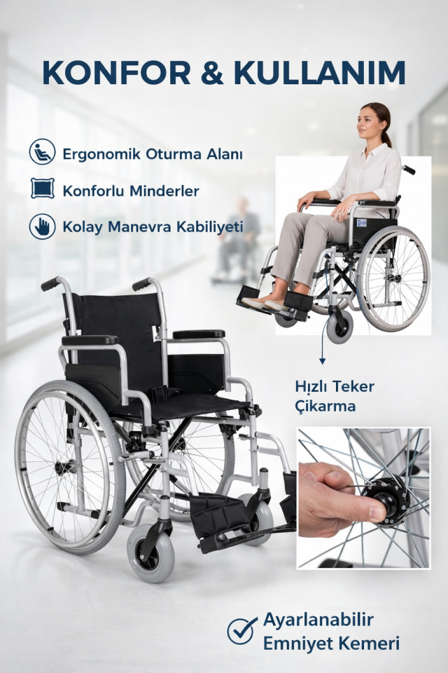 Golfi G130 Standart Manuel Tekerlekli Sandalye