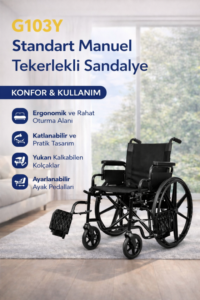 Golfi G103Y Standart Manuel Tekerlekli Sandalye