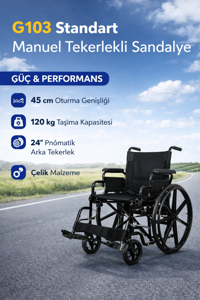 Golfi G103Y Standart Manuel Tekerlekli Sandalye