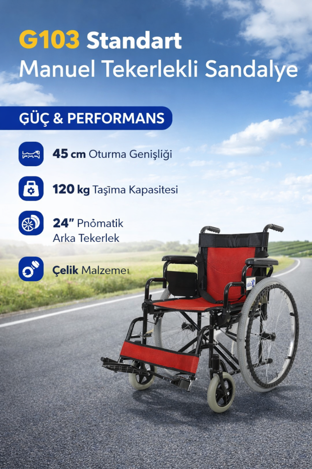 Golfi G103 Standart Manuel Tekerlekli Sandalye