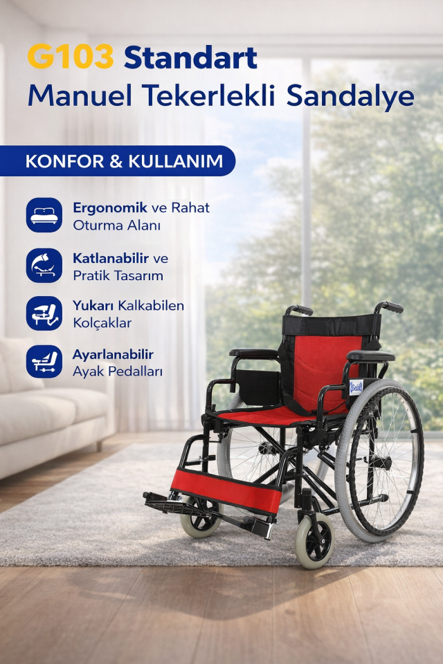 Golfi G103 Standart Manuel Tekerlekli Sandalye