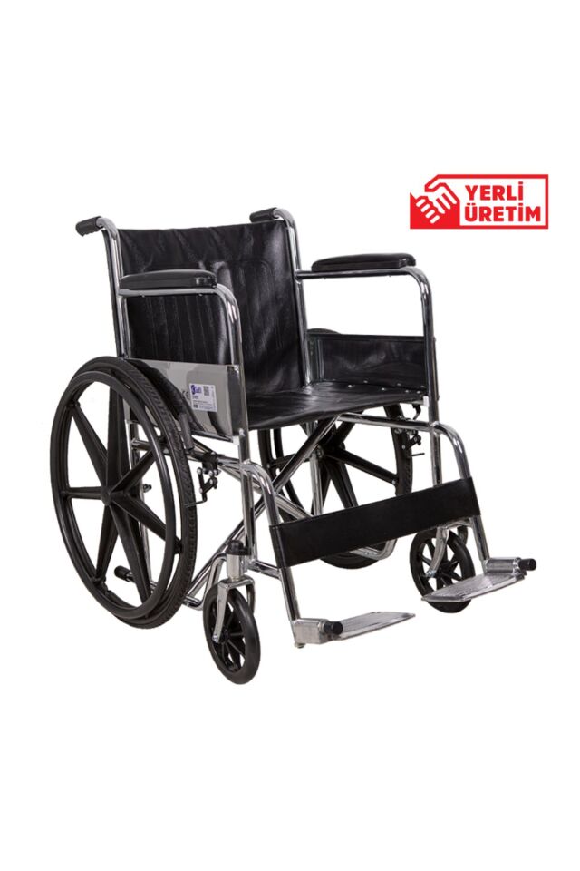Yerli Üretim Standart Manuel Tekerlekli Sandalye G101Y Deri Kumaş