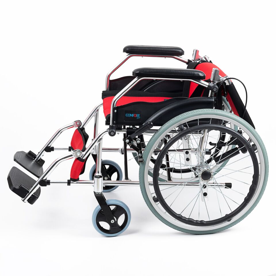 Comfort Plus KY863LAJ-A20 Kırmızı Alüminyum Özellikli Tekerlekli Sandalye
