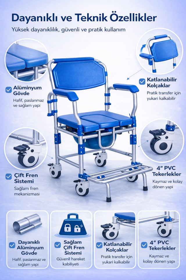 Golfi G525 Alüminyum Klozetli Banyo Sandalyesi