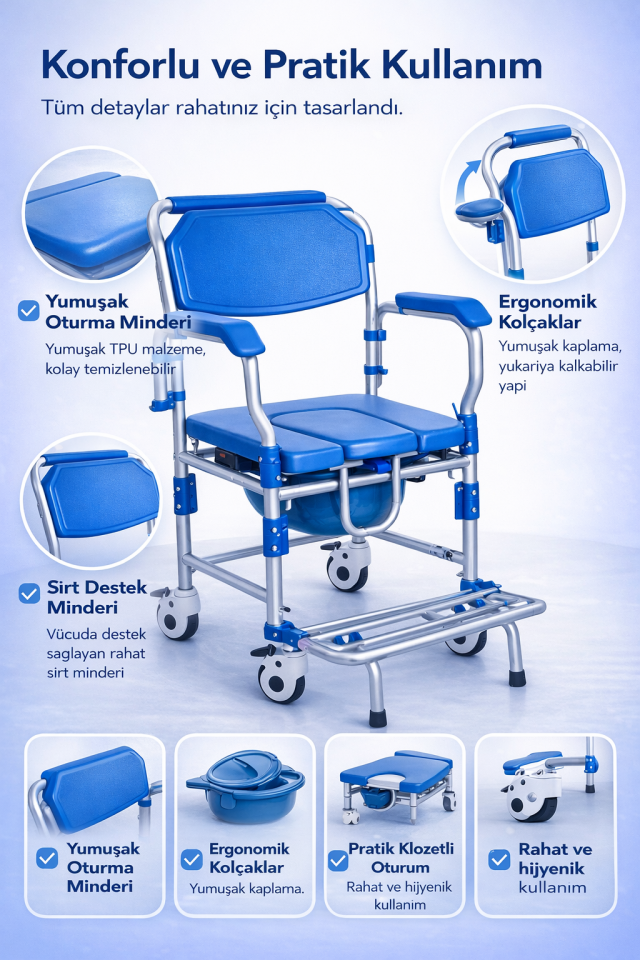 Golfi G525 Alüminyum Klozetli Banyo Sandalyesi