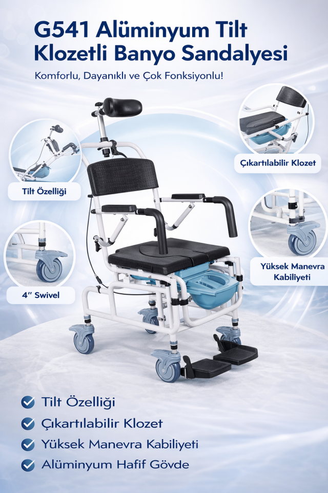 Golfi G541 Alüminyum Tilt Klozetli Banyo Sandalyesi