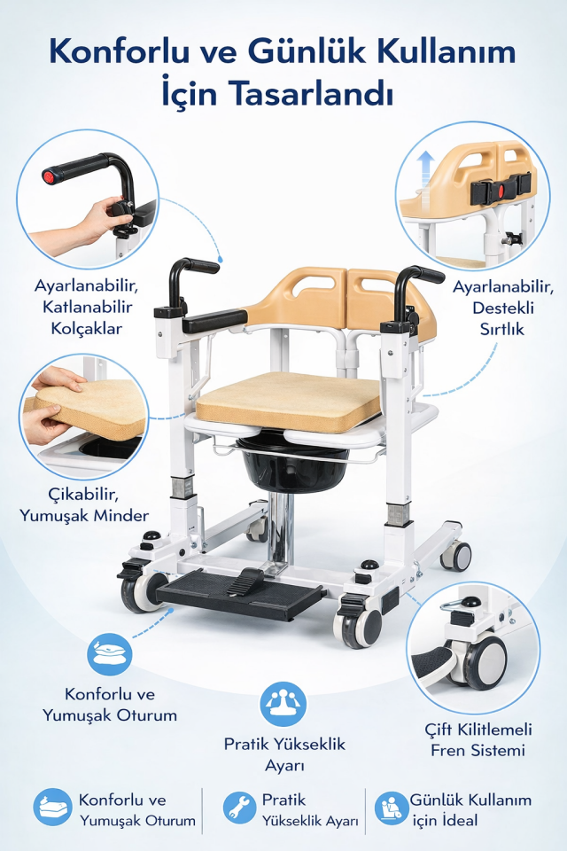 Golfi G560 Hidrolik Klozetli Transfer Sandalyesi
