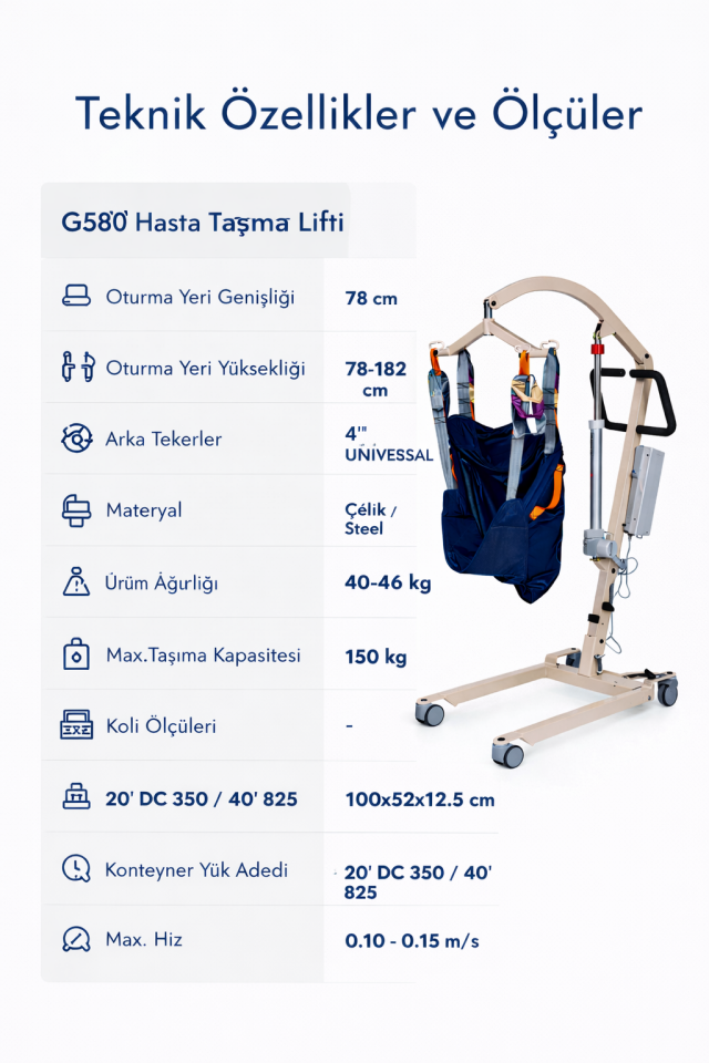 Golfi G580 Hasta Taşıma Lifti