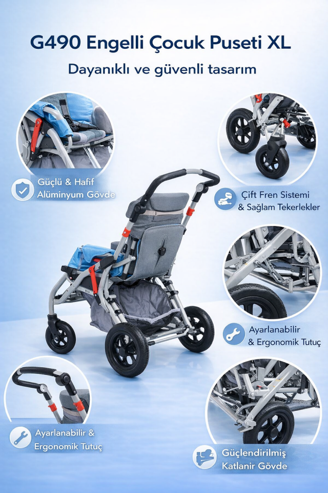 Golfi G490 Engelli Çocuk Puseti XL