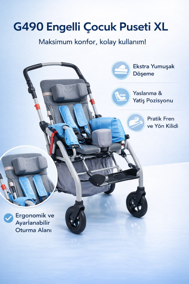 Golfi G490 Engelli Çocuk Puseti XL