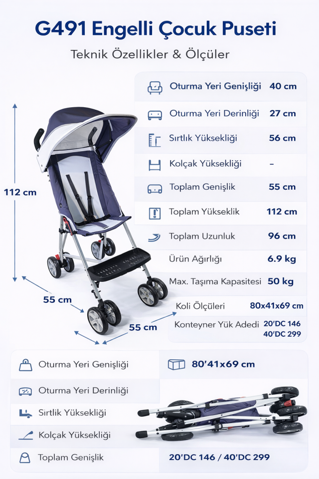 Golfi G491 Engelli Çocuk Puseti