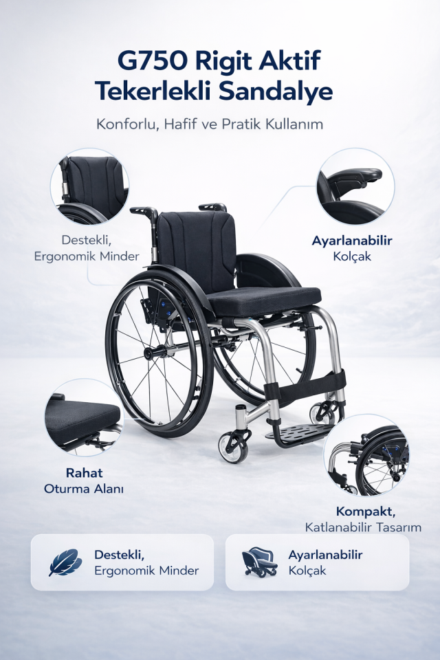 Golfi G750 Rigit Aktif Tekerlekli Sandalye