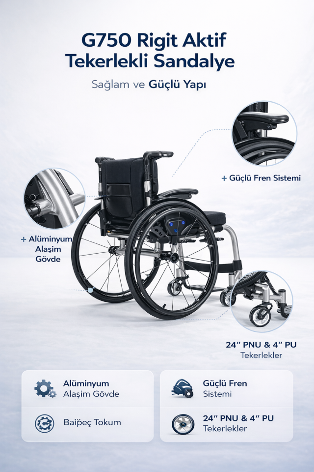 Golfi G750 Rigit Aktif Tekerlekli Sandalye