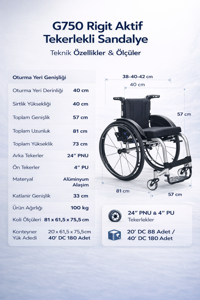 Golfi G750 Rigit Aktif Tekerlekli Sandalye