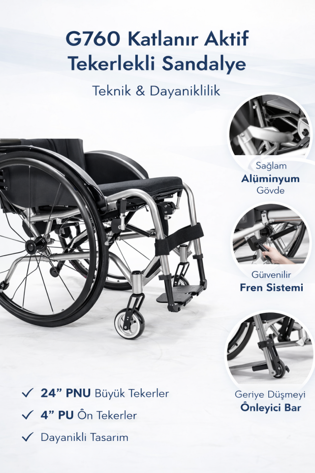 Golfi G760 Katlanır Aktif Tekerlekli Sandalye
