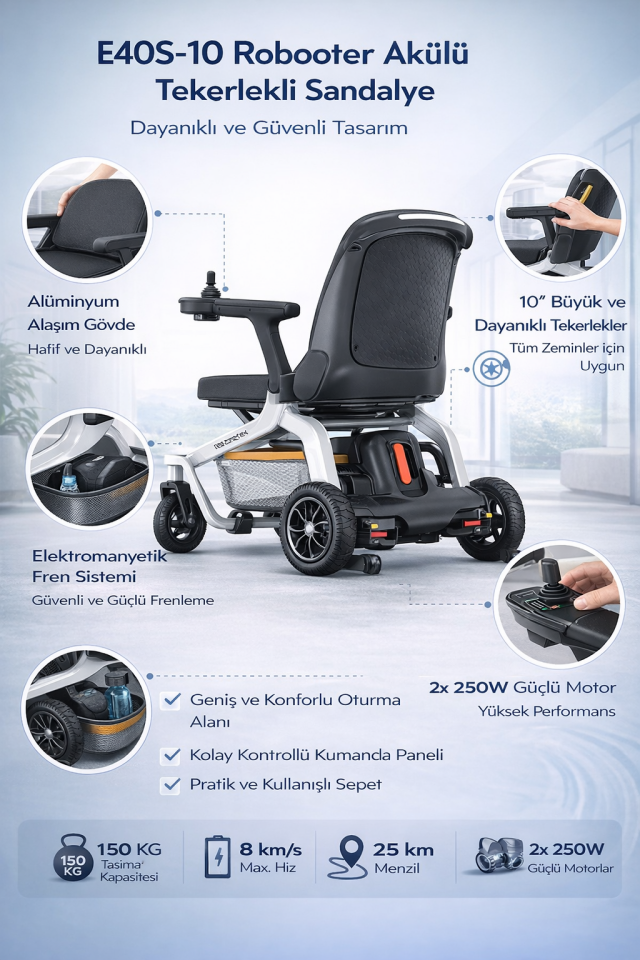 E40S-10 ve 20 Akülü Tekerlekli Sandalye