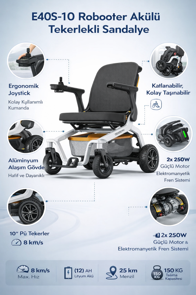 E40S-10 ve 20 Akülü Tekerlekli Sandalye