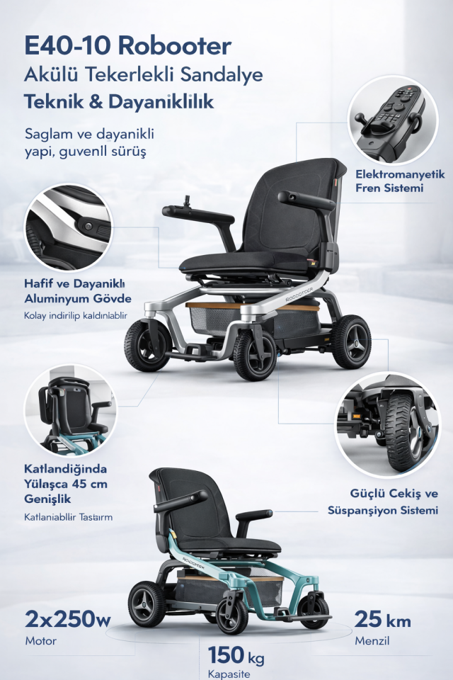 E40-10 ve 20 Akülü Tekerlekli Sandalye
