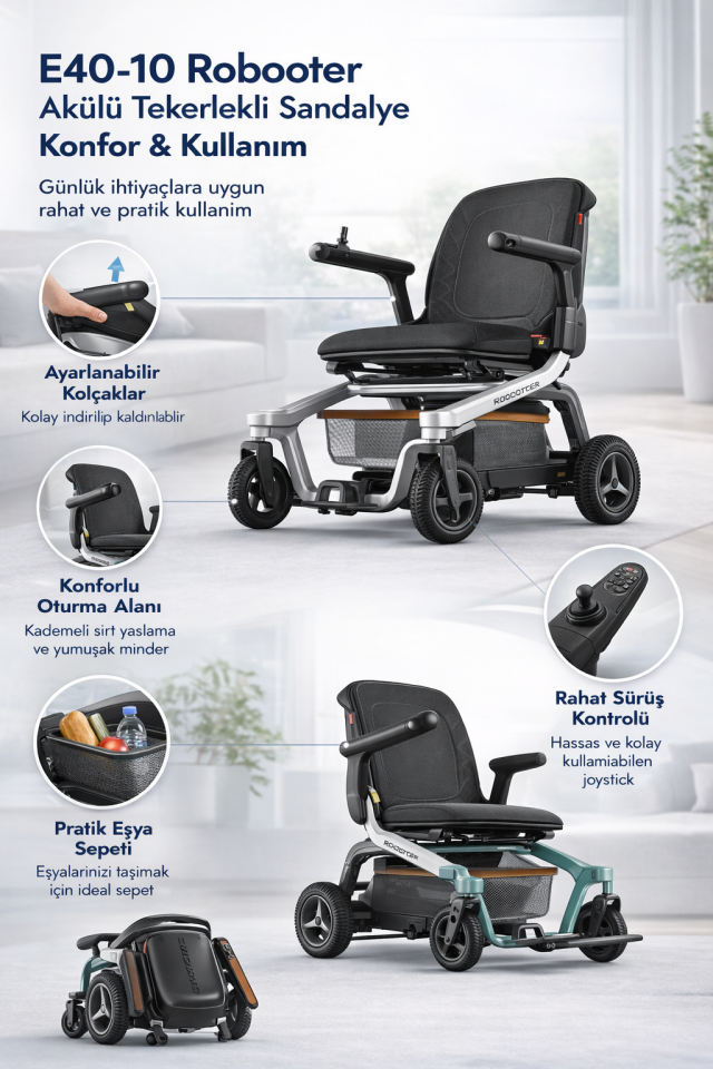 E40-10 ve 20 Akülü Tekerlekli Sandalye