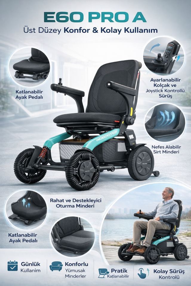 E60 PRO A Akülü Tekerlekli Sandalye