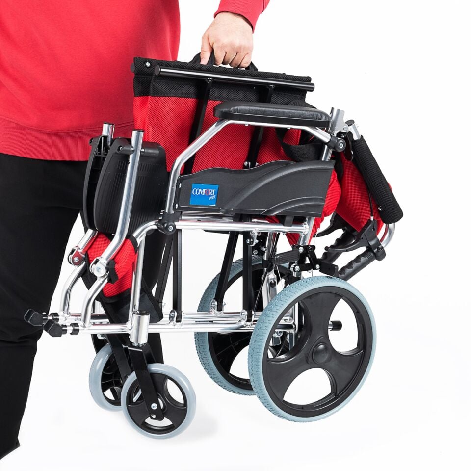 Comfort Plus KY863LABJ-A12 Kırmızı Alüminyum Transfer Özellikli Tekerlekli Sandalye