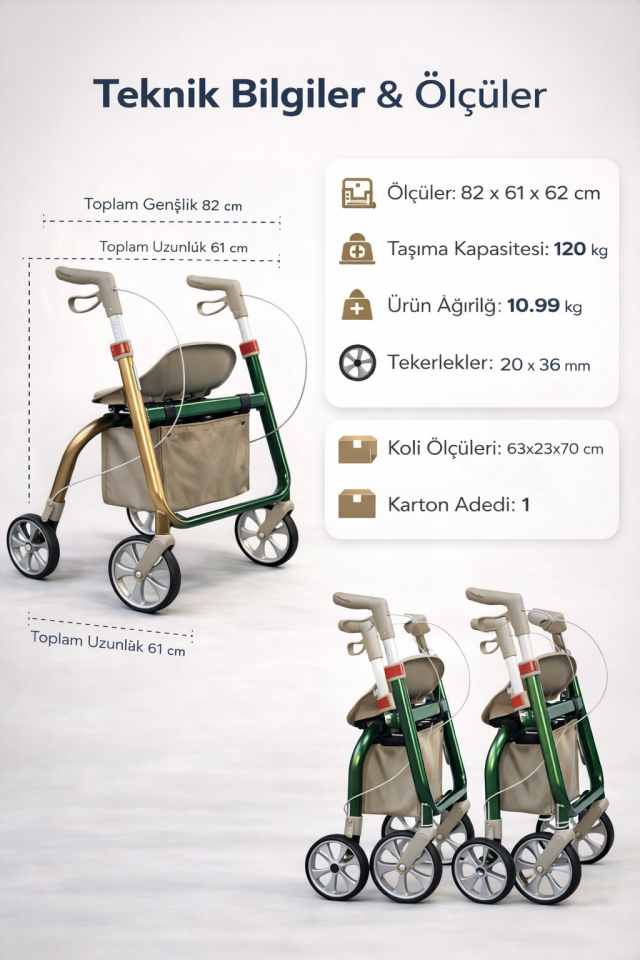 Loco PR-897 Alüminyum Lüks Rolatör