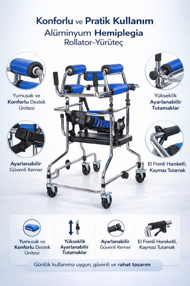 Loco PR-900 Alüminyum Hemiplegia Rolatör-Yürüteç