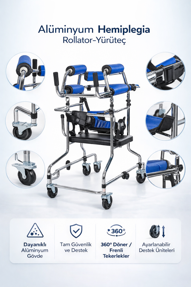 Loco PR-900 Alüminyum Hemiplegia Rolatör-Yürüteç